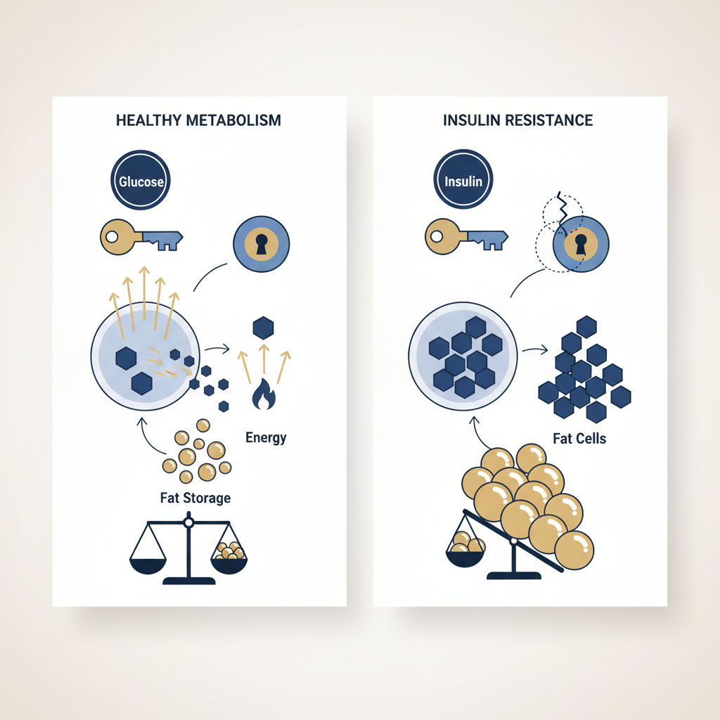 The Connection Between Insulin Resistance and Weight Gain - Infographic illustration