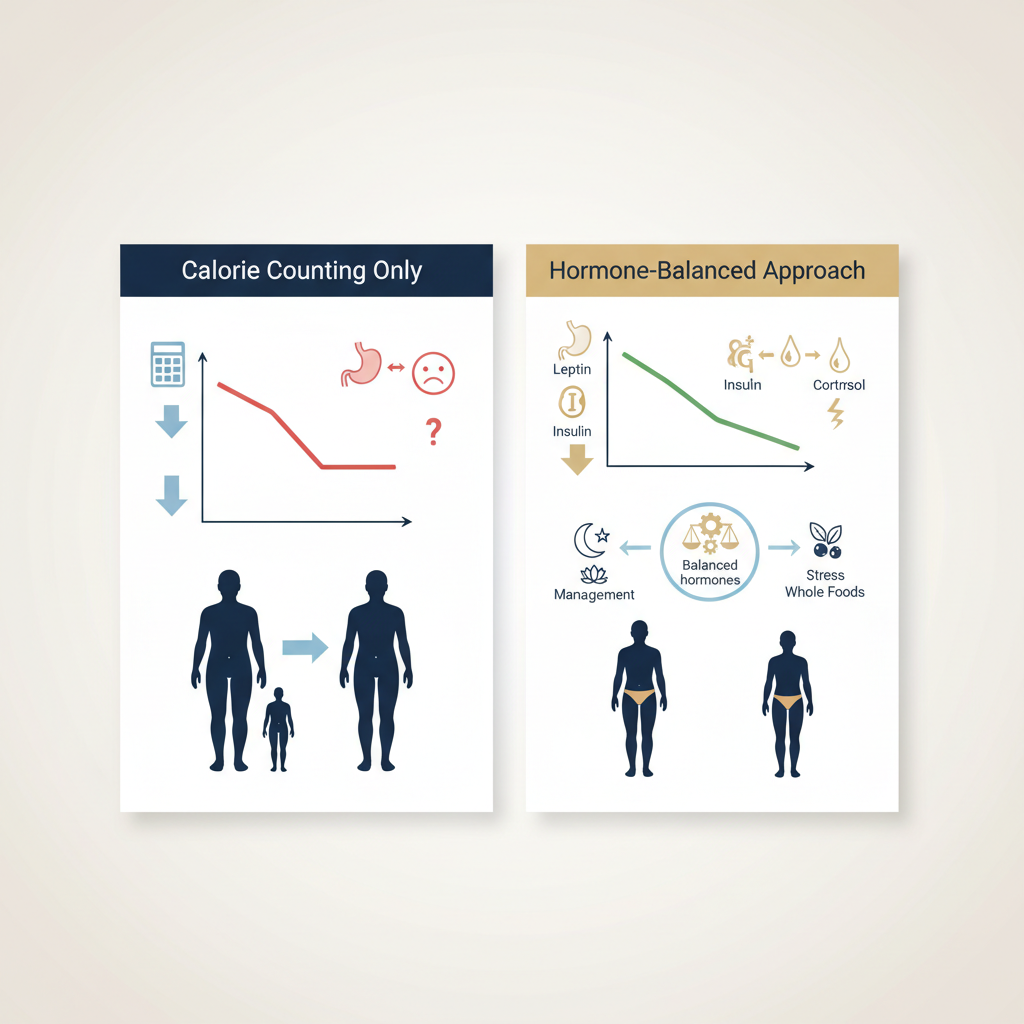 Understanding Calories vs. Hormones in Weight Loss - Infographic illustration