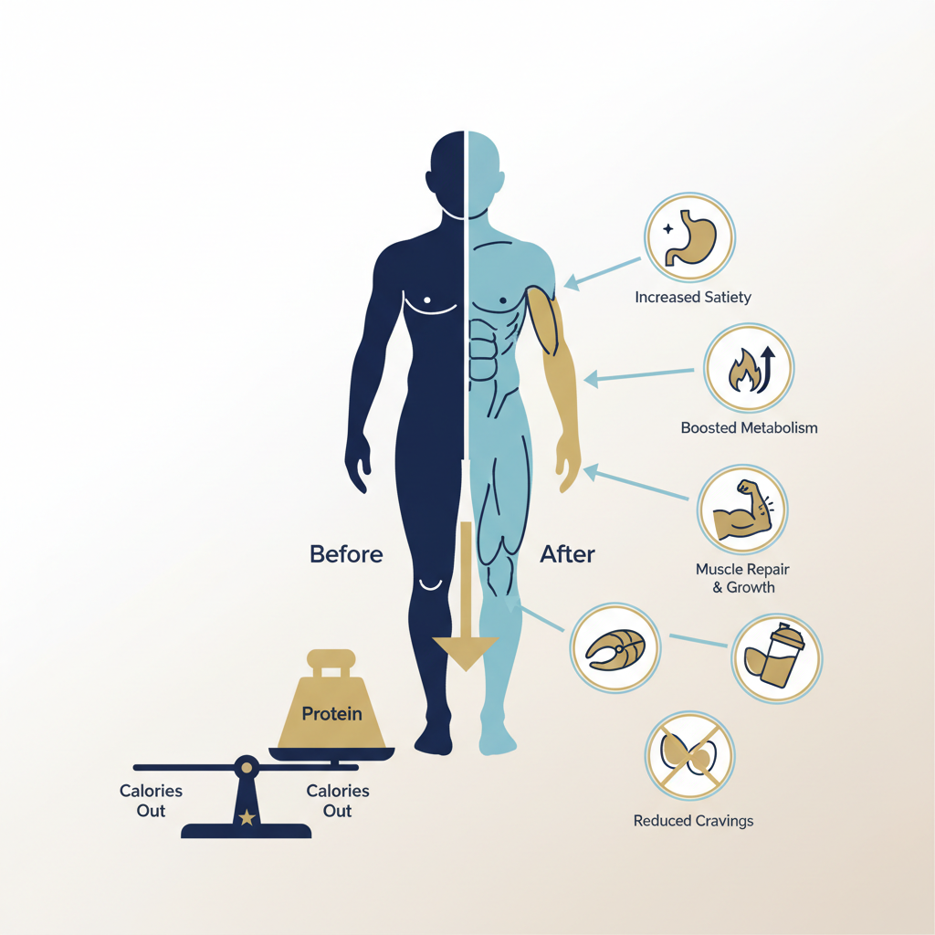 The Role of Protein in Weight Loss and Muscle Preservation - Infographic illustration