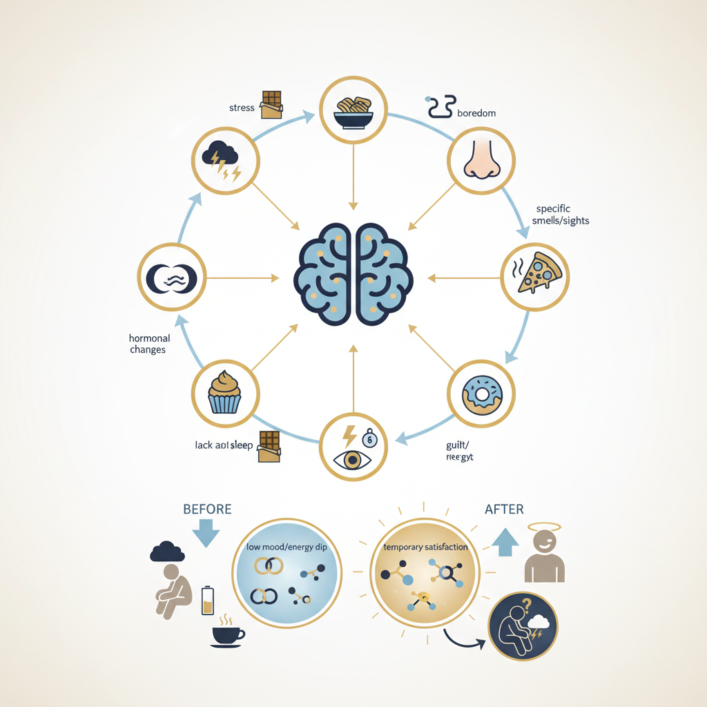 The Psychology of Food Cravings - Infographic illustration