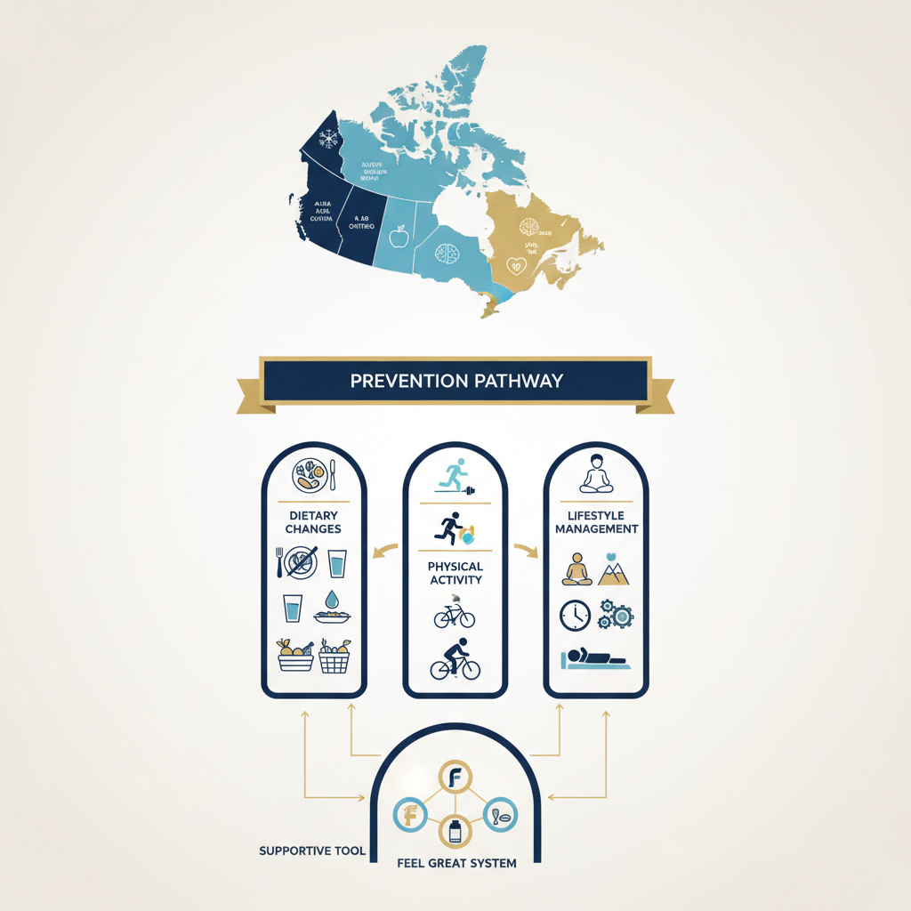 Type 2 Diabetes Prevention Canada — Comprehensive Provincial Guide - Infographic illustration