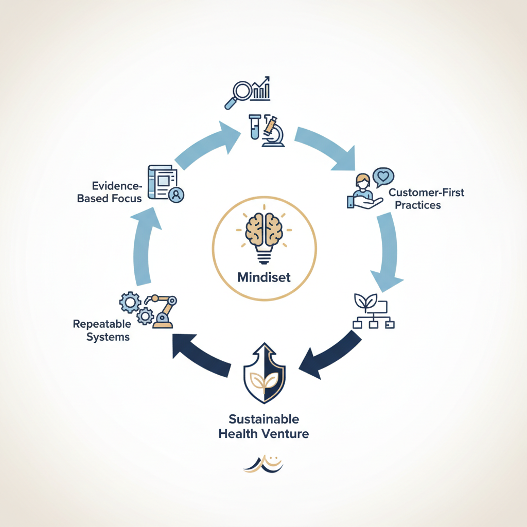 Health Entrepreneur Mindset Success: Build an Evidence-Based Health Business - Infographic illustration