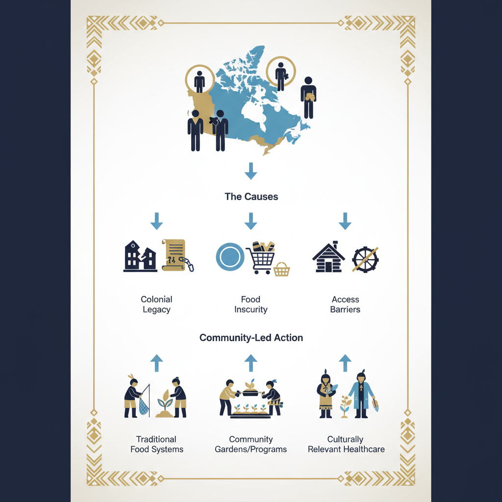 Diabetes in Indigenous Communities Canada: Crisis, Causes & Action - Infographic illustration