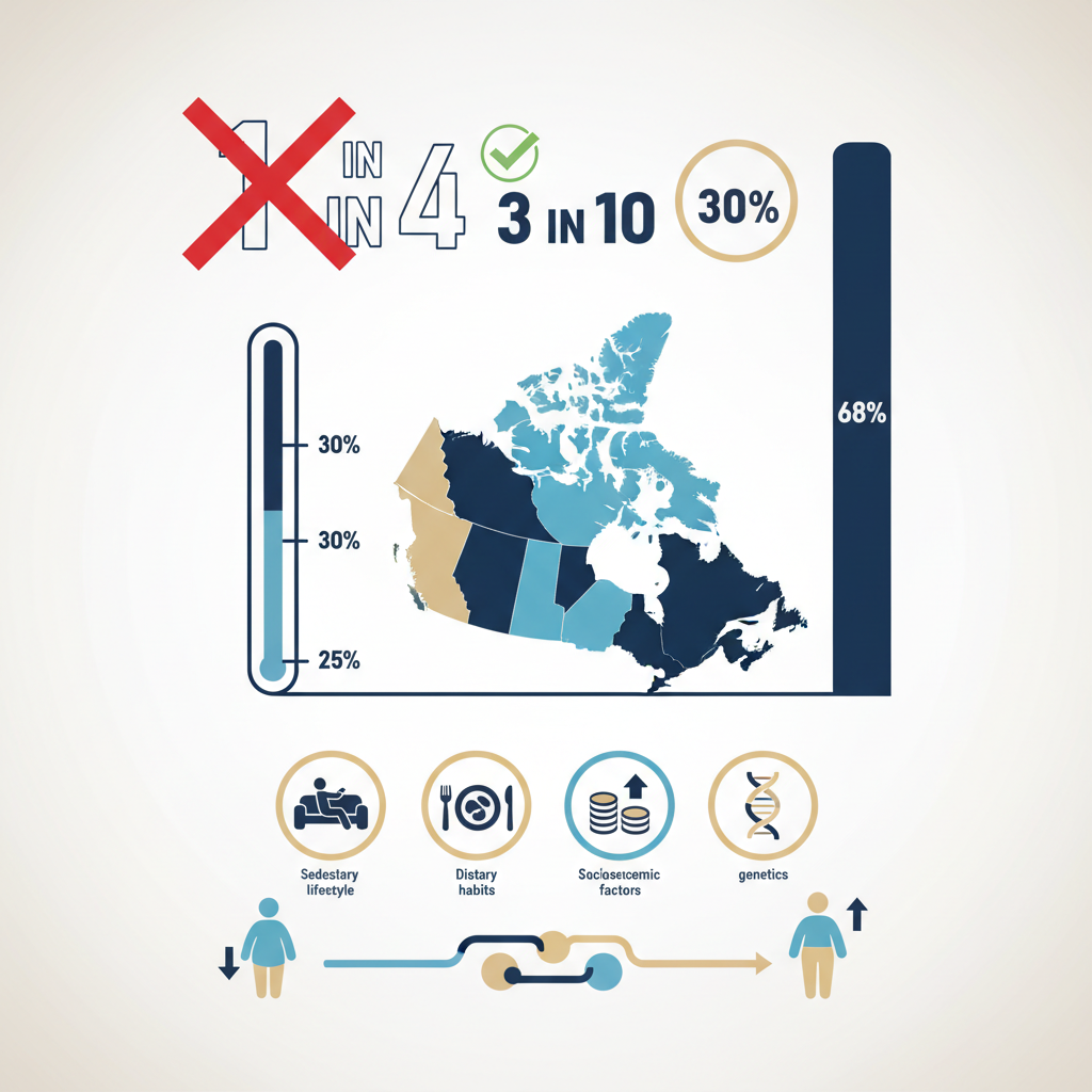 Obesity Rates Canada 2026: 1 in 4 Adults Affected — Trends Now - Infographic illustration