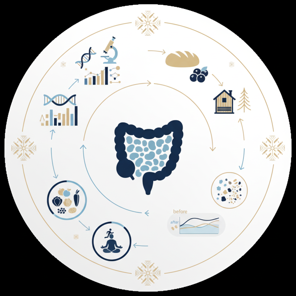 Gut Health Finland: Helsinki University Microbiome Research & Insights - Infographic illustration