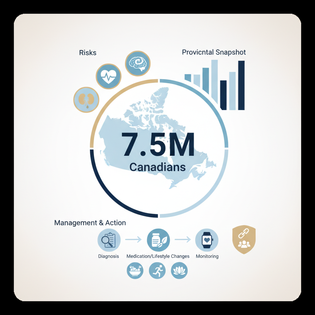 High blood pressure Canada statistics: 7.5M affected — facts & action - Infographic illustration