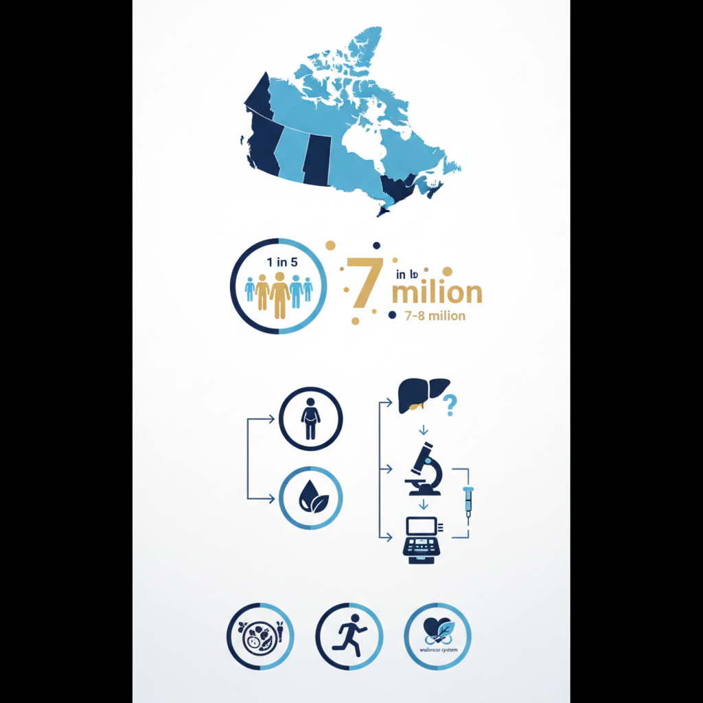 Fatty liver disease Canada statistics — 7 million affected (2026 update) - Infographic illustration
