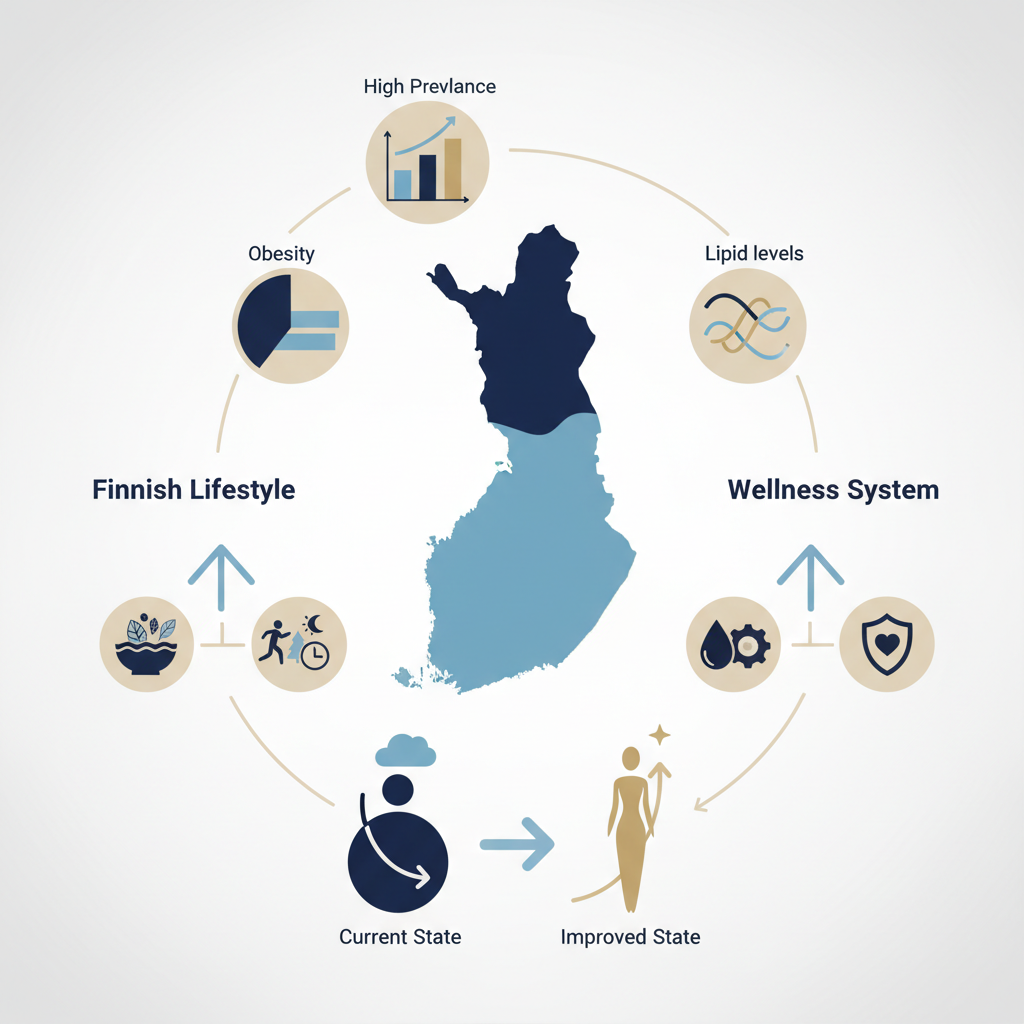 Metabolic health Finland THL FinHealth: Survey results & insights - Infographic illustration