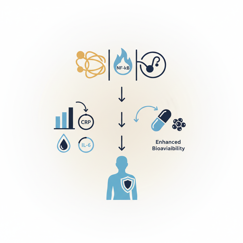 turmeric and inflammation science review: How turmeric and curcumin affect chronic inflammation - Infographic illustration
