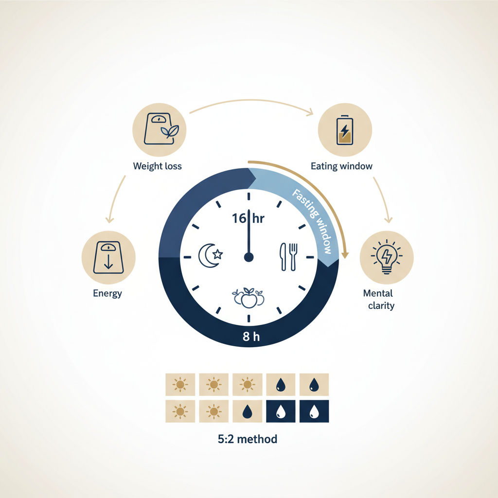 Jeûne Intermittent Québec : Guide Complet pour Débutants et Avancés - Infographic illustration