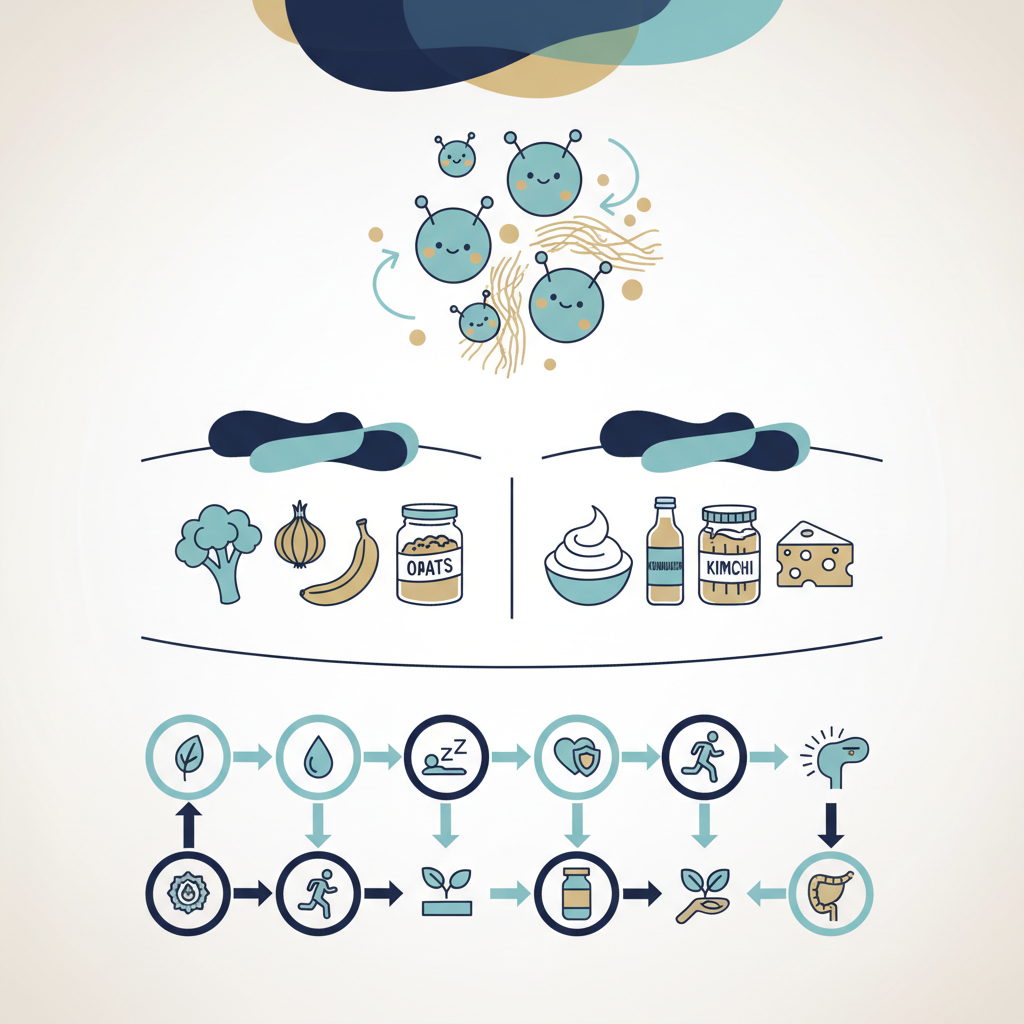 Prebiotics and Probiotics Benefits: Transform Gut Health - Infographic illustration
