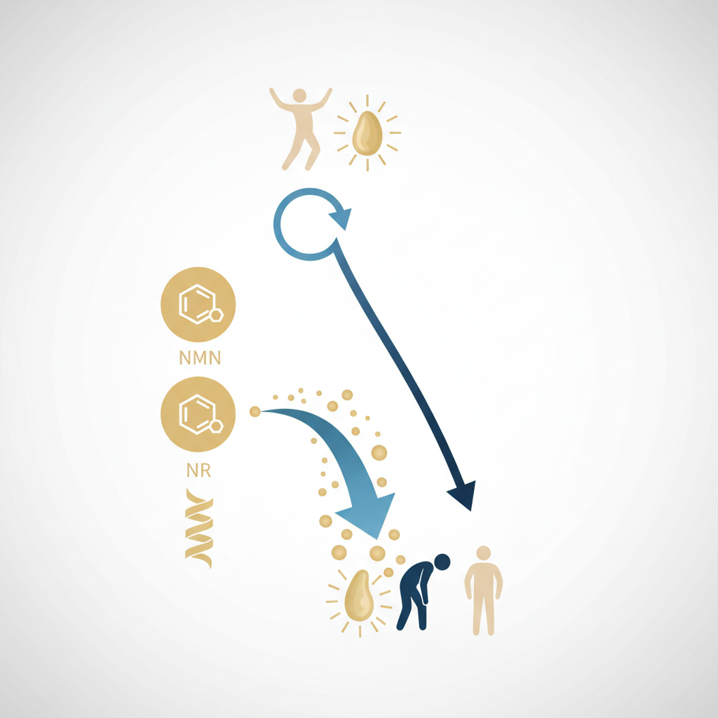 NAD+ and aging science explained — Practical guide to NAD+ and aging - Infographic illustration
