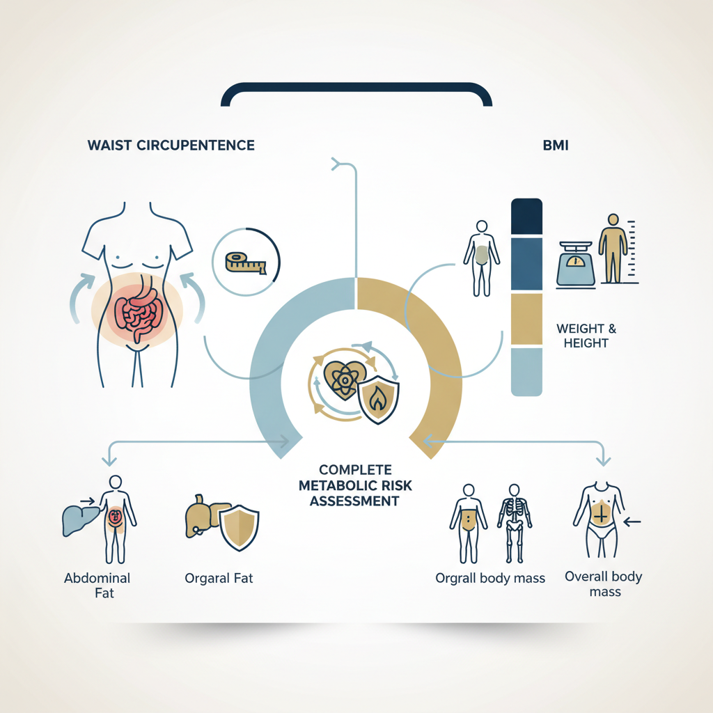 Waist Circumference vs. BMI: Reading Both Within Metabolic Health - Infographic illustration