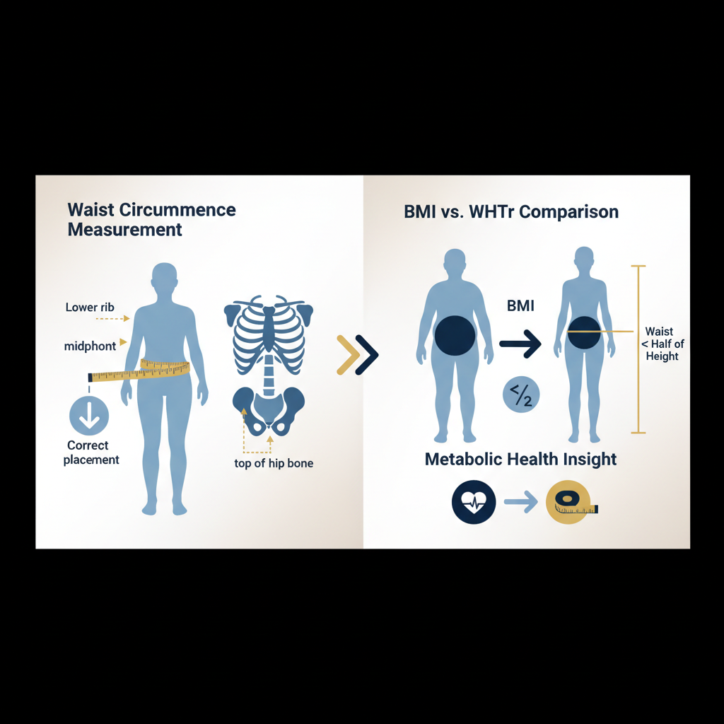 Waist-to-Height Ratio: Using It Alongside BMI for Metabolic Health - Infographic illustration