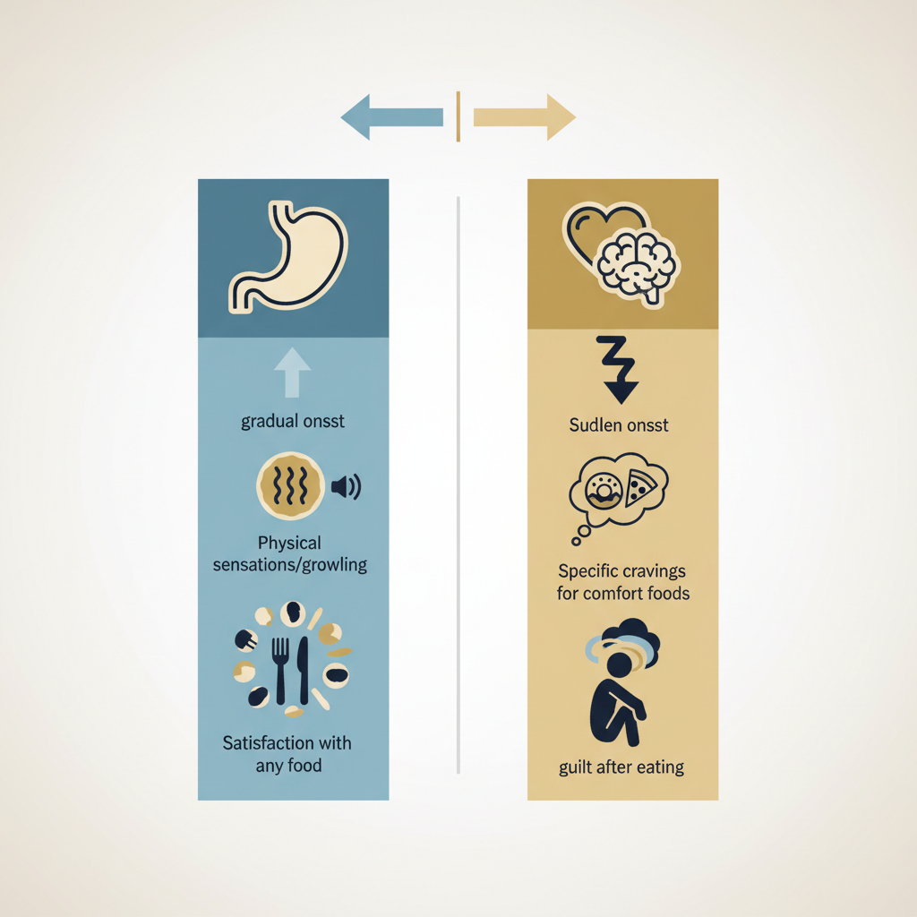 Understanding the Difference Between Physical and Emotional Hunger Cues - Infographic illustration