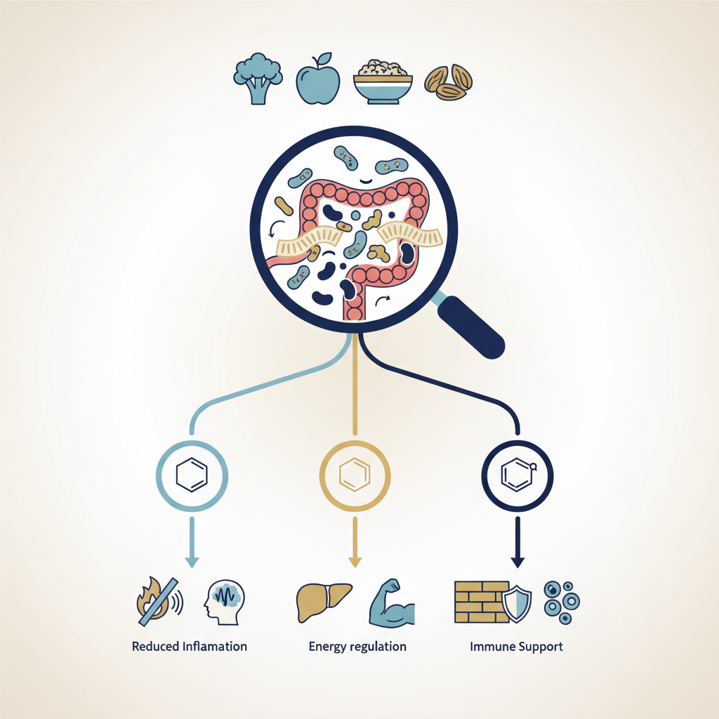 The Role of Short Chain Fatty Acids in the Gut Explained - Infographic illustration