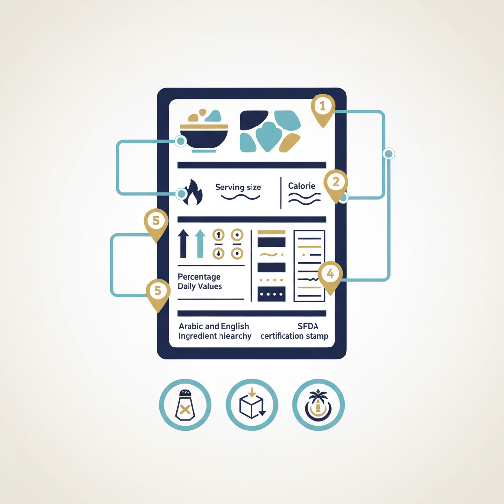 Guide to Reading Food Labels in Saudi Arabia: Enhancing Health Literacy - Infographic illustration
