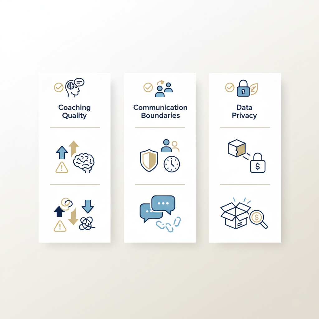 How to Evaluate Coaching, Accountability, and Privacy in Wellness Programs - Infographic illustration