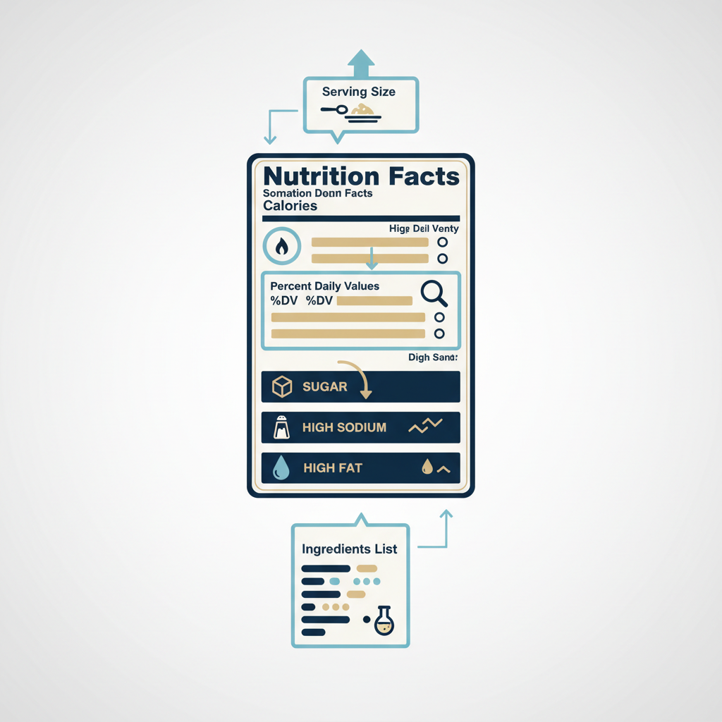Guide to Reading Food Labels in Saudi Arabia: Understanding Nutrition Facts - Infographic illustration