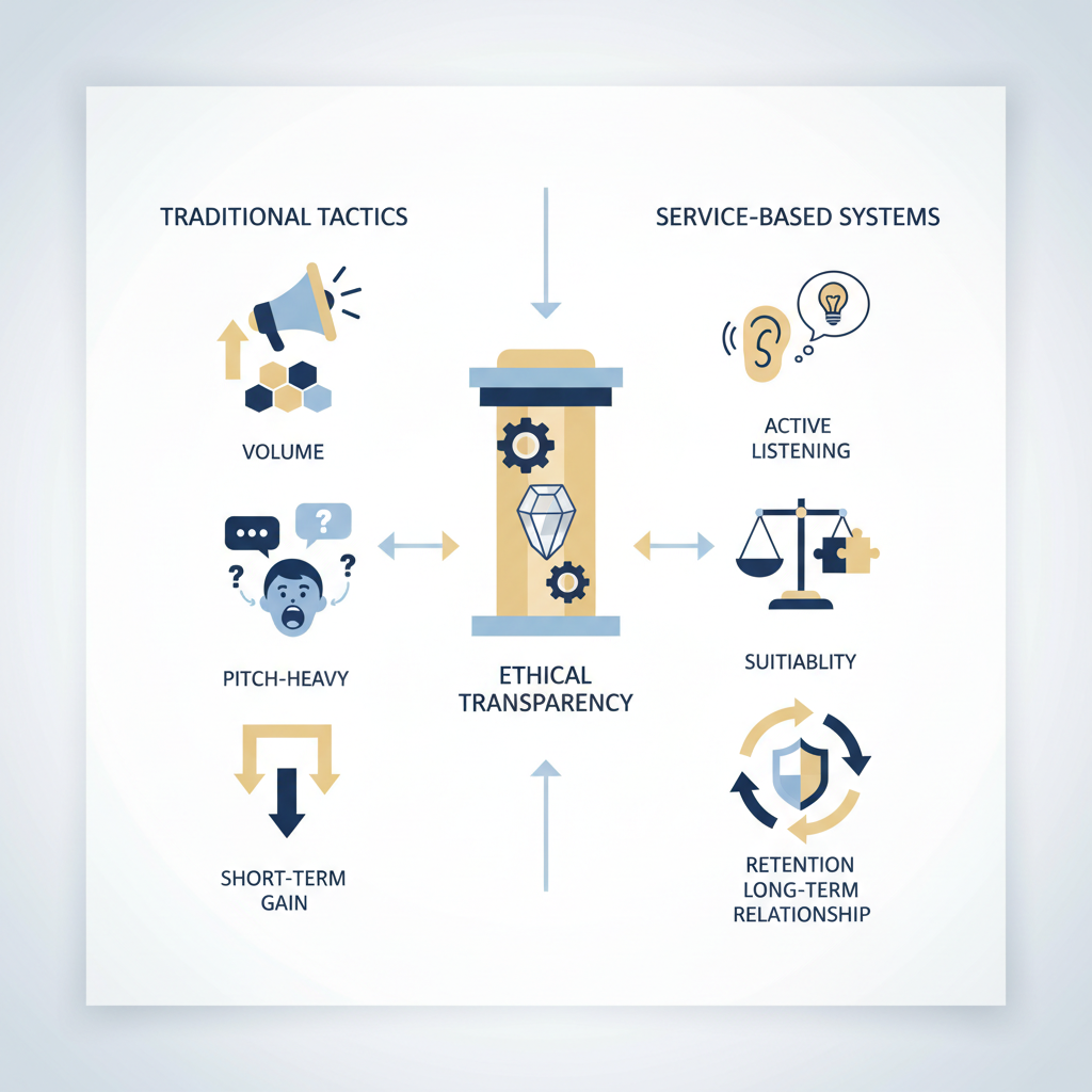 Building a Service-Based Sales System: Listening & Suitability - Infographic illustration