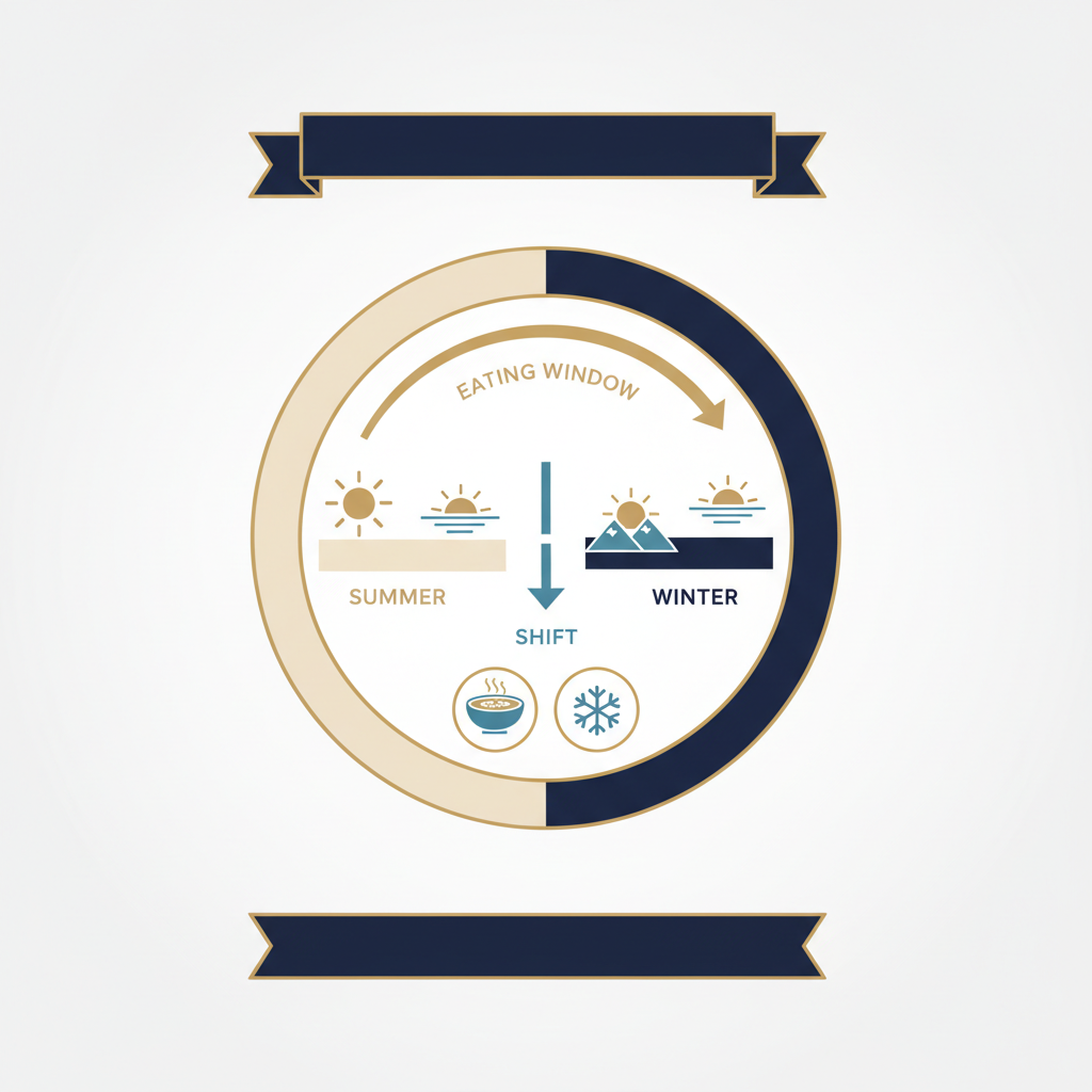 Seasonal Planning Guide: Adjusting Your Intermittent Fasting Schedule for Shorter Winter Days - Infographic illustration