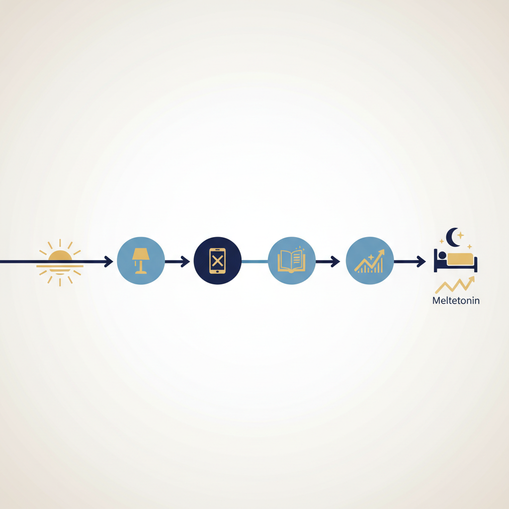 Realistic Scenario Walkthrough: Evening Routine for Circadian Rhythm - Infographic illustration