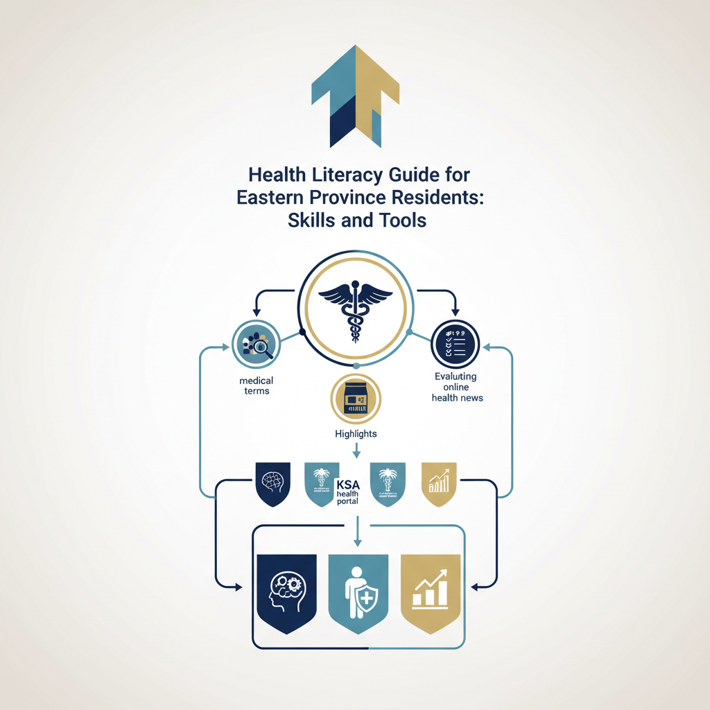 Health Literacy Guide for Eastern Province Residents: Skills and Tools - Infographic illustration