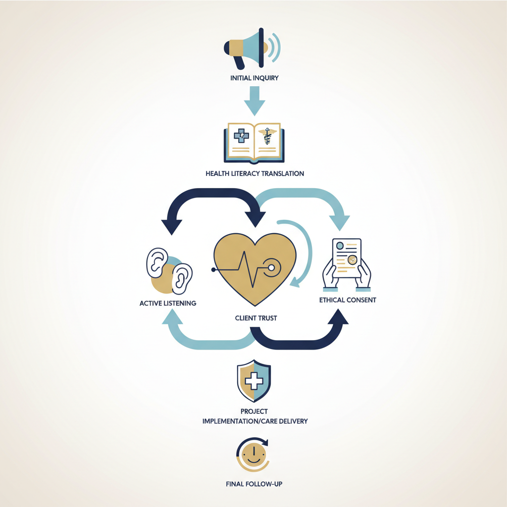 Customer Service in Health Projects: Inquiry to Follow-up - Infographic illustration