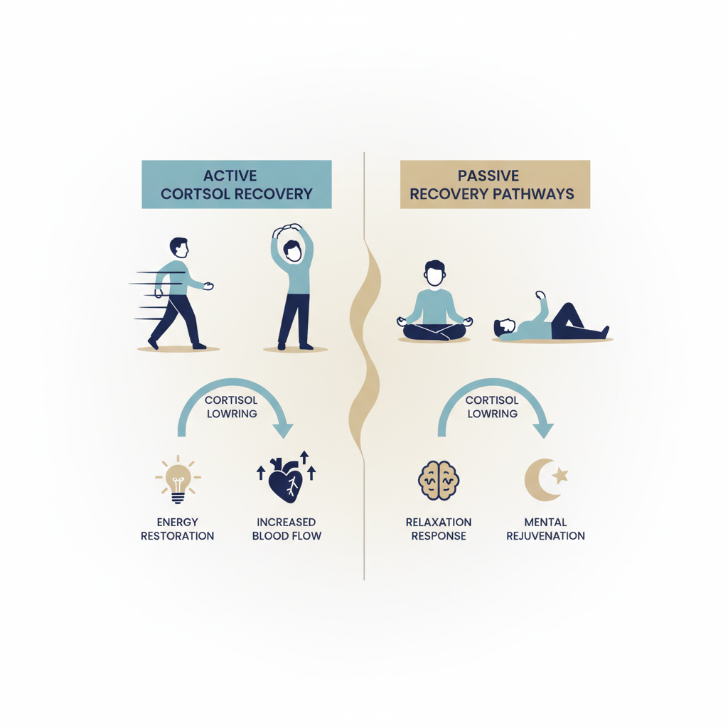 Comparing Cortisol Reduction Methods: Active vs. Passive Recovery Guide - Infographic illustration