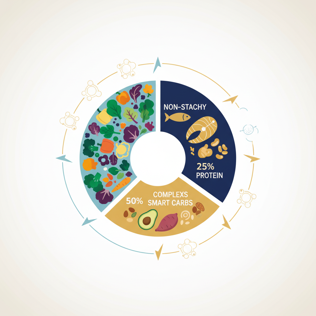 Balanced Plate for Hormonal Shifts: Women Health After 40 Guide - Infographic illustration