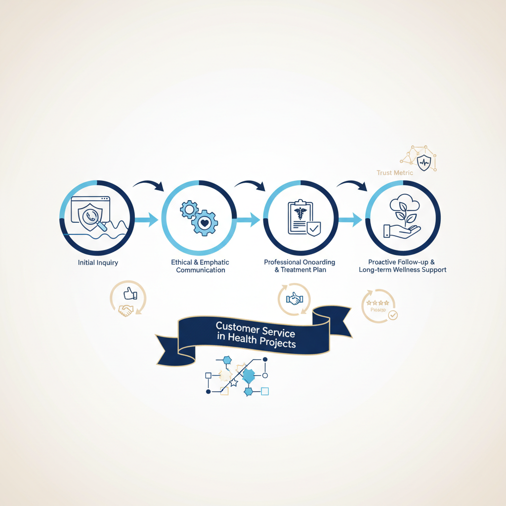 Customer Service in Health Projects: Inquiry to Follow-up - Infographic illustration