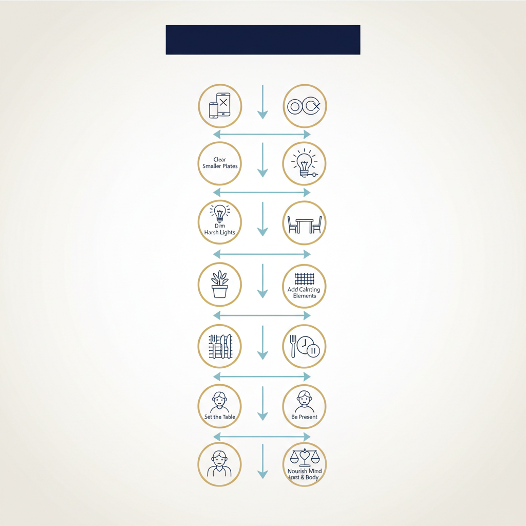 Mindful Eating Environment Checklist: 10 Steps to Organize Your Space - Infographic illustration