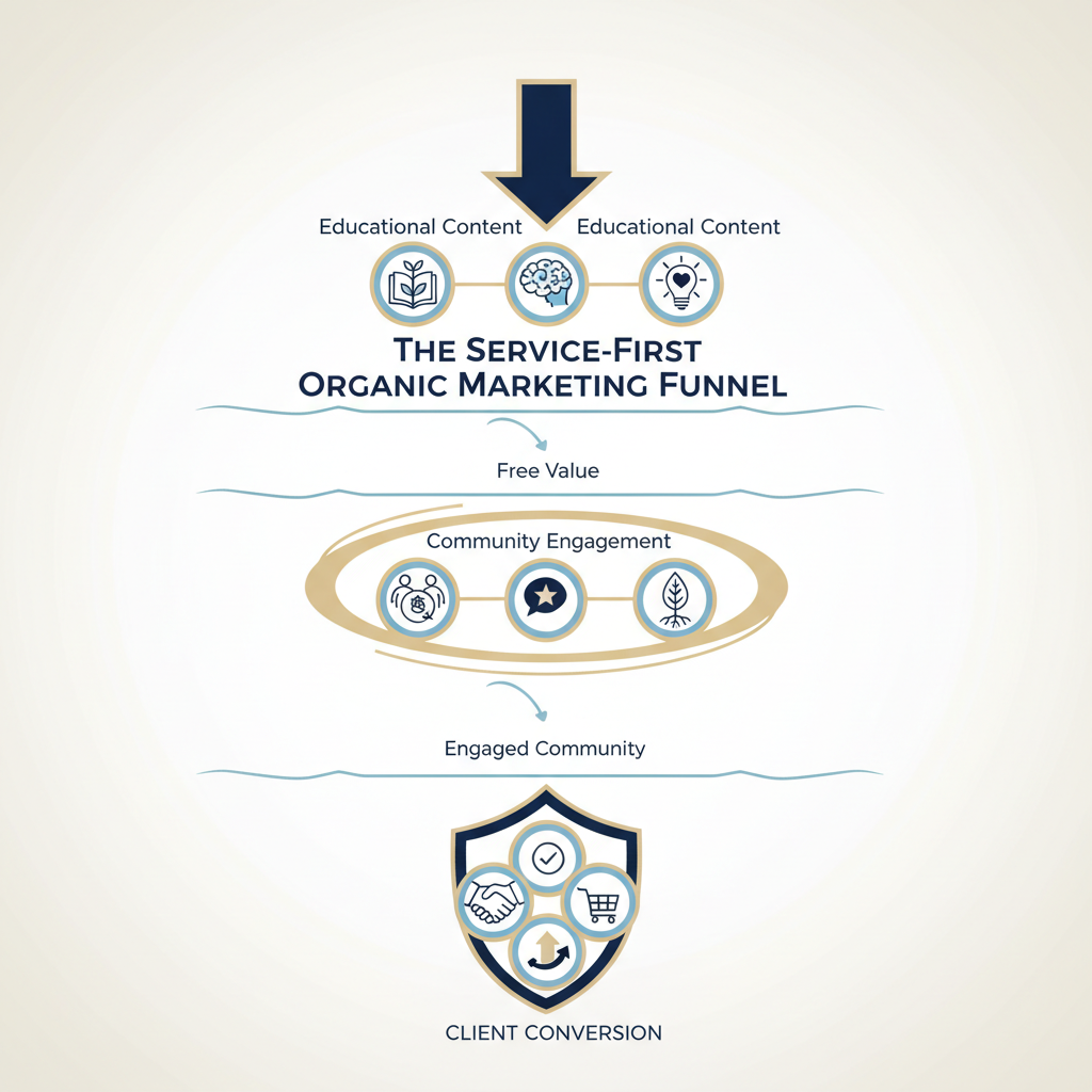 Organic Marketing for Beginners: Service-First Content Guide - Infographic illustration