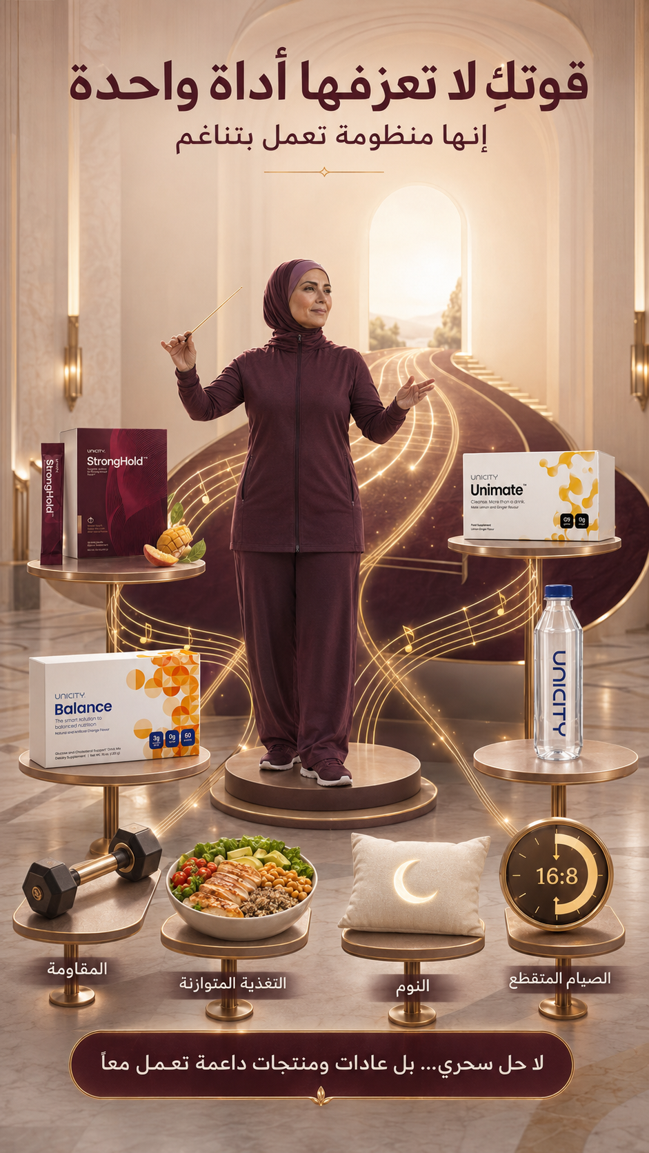 Feel Great system for women: Unimate, Balance, StrongHold with intermittent fasting, balanced nutrition, and sleep